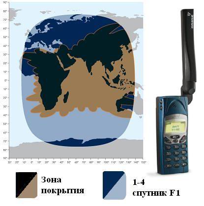 Зона покрытия Спутниковый телефон ISatPhone 